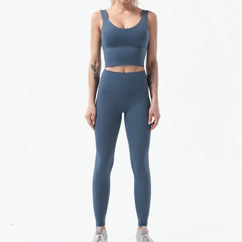 Naked-Feel Yoga Set Yoga Leggings Set Women Fitness Suit For Yoga Clothes High Waist Gym Sexy Sport Wear Outdoor Active Brasππ