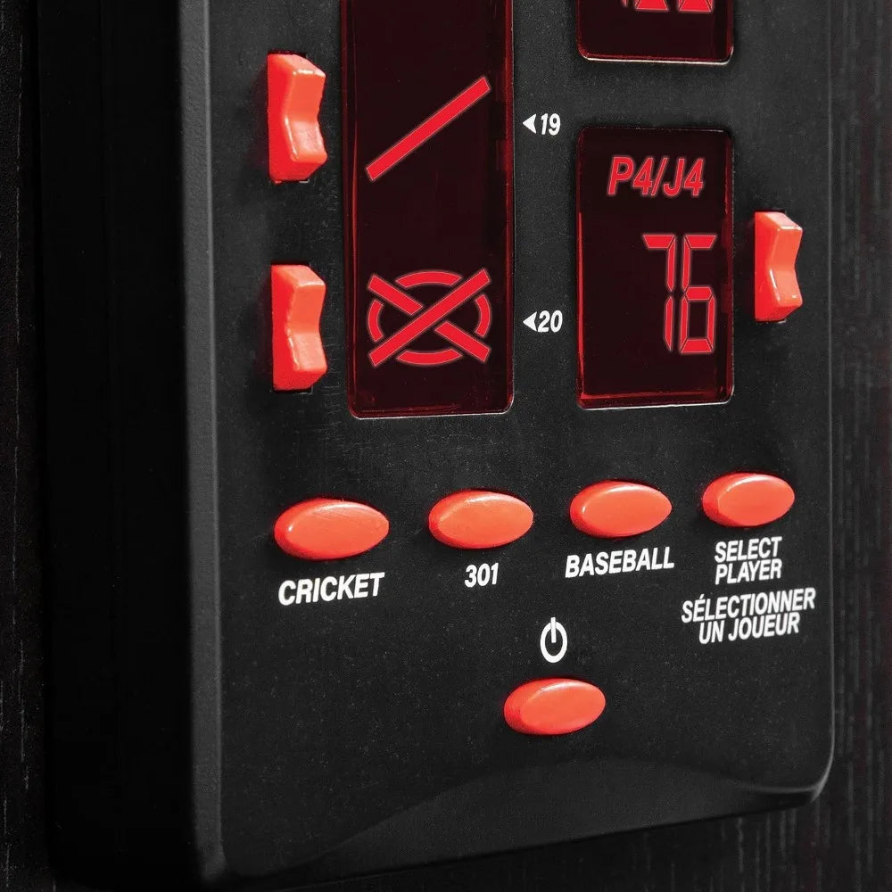 Tournament Bristle Dartboard and Easy Hang Cabinet with Electronic Scoreboard and 6 Steel Tip Darts