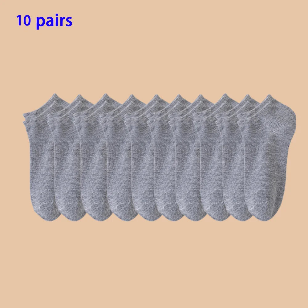 10/20 Pairs Unisex Casual Plain Color Boat Socks Thin Breathable Comfy Anti-odor Sweat-absorbing Low Cut Men Women Ankle Socks