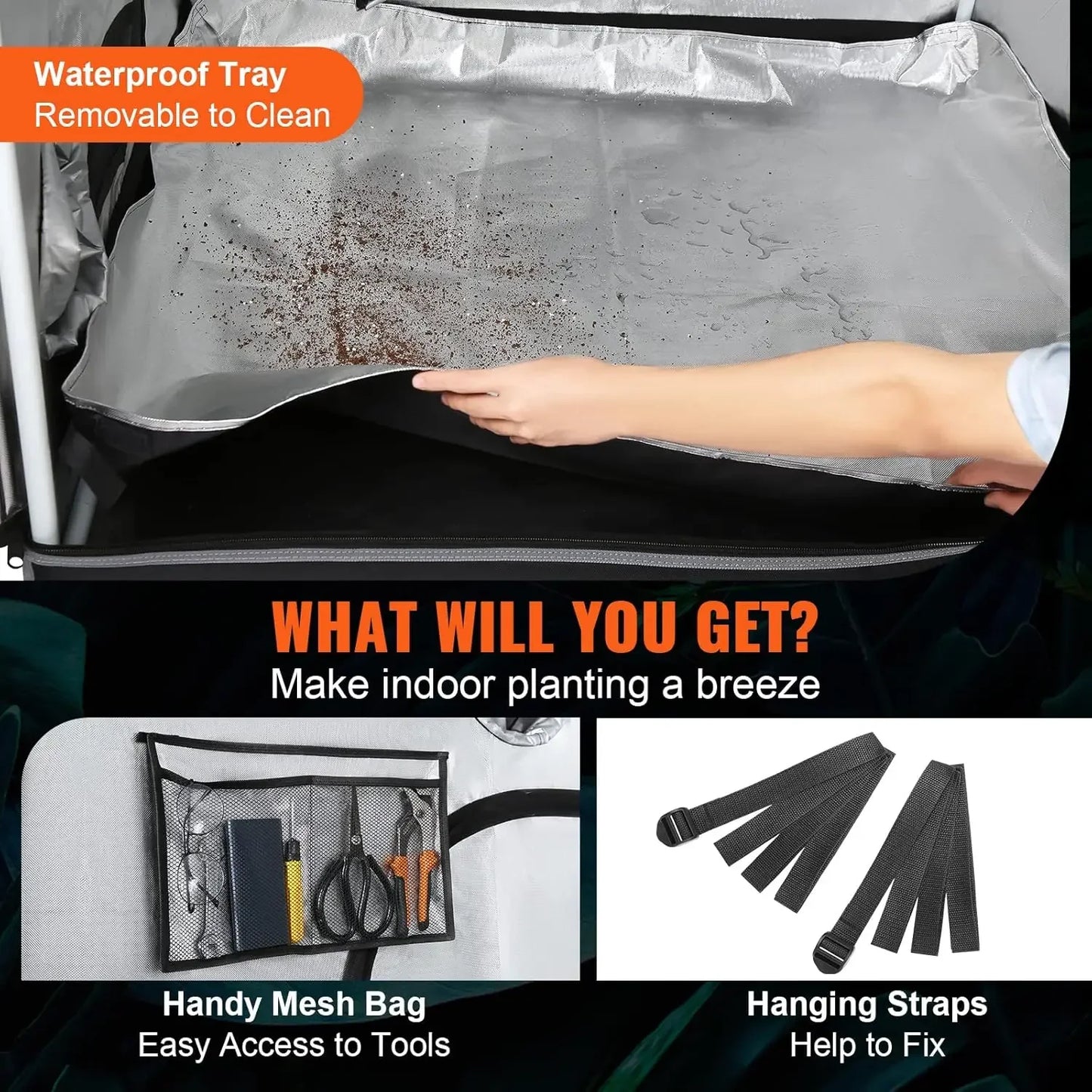 5x5 Grow Tent, 60'' x 60'' x 80'', High Reflective 2000D Mylar Hydroponic Growing Tent with Observation Window