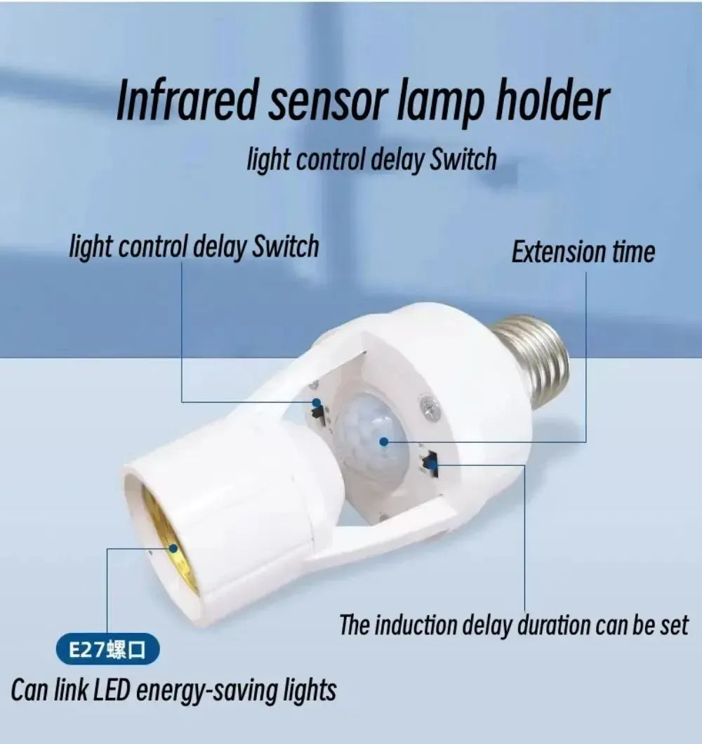 Surface-mounted Infrared Human Body Sensor Switch Lamp Holder Corridor E27 Screw lLamp Holder Auto On/Off Motion Light Socket