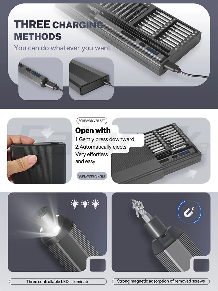 68/76 IN 1 Precision Electric Screwdriver Set 5 Levels Adjustable Comes Fill Light Professional Mobile Phone IPad Repair Tool
