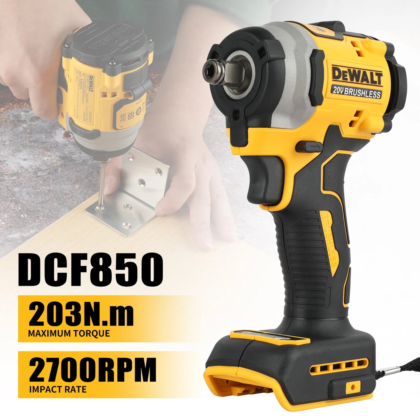 DEWALT electric screwdriverDcf850compatible withDEWALToriginal battery portable brushless impact screwdriver wrench bare machine