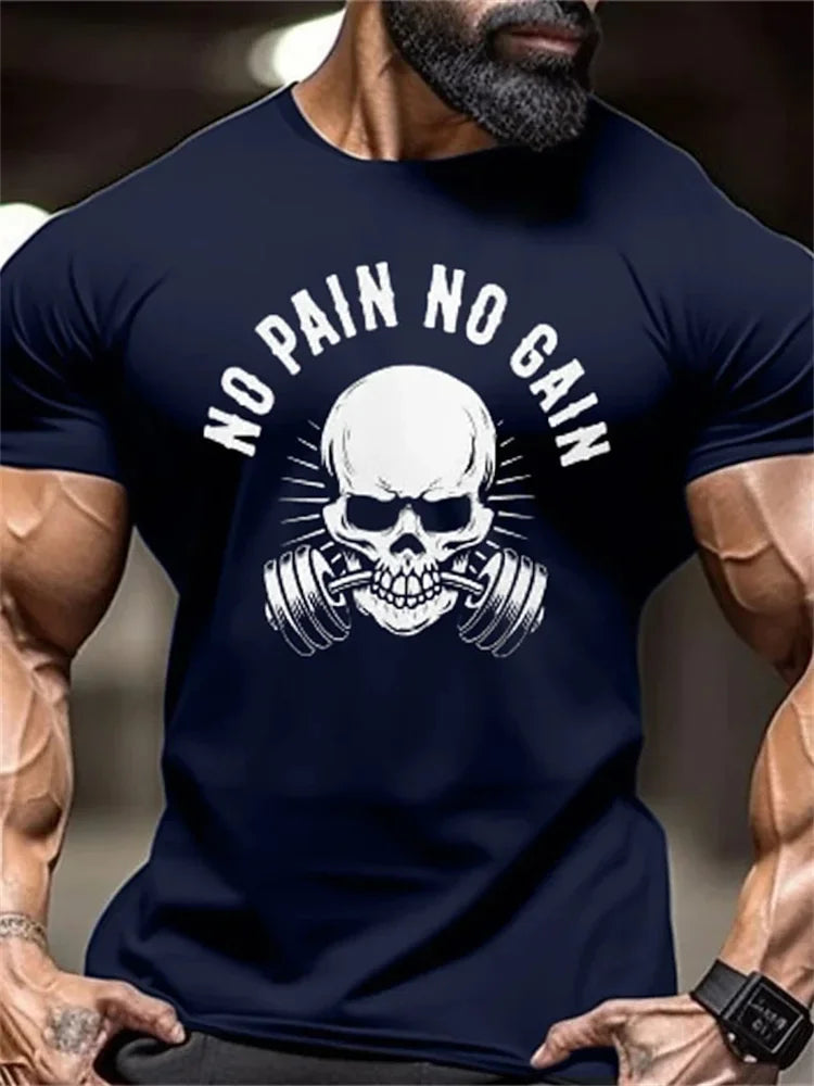 Men's Fitness T-Shirt Fierce Gym Sports Short-Sleeved Top Quick-Dry Round Neck T-Shirt Fitness Competition Training Clothes