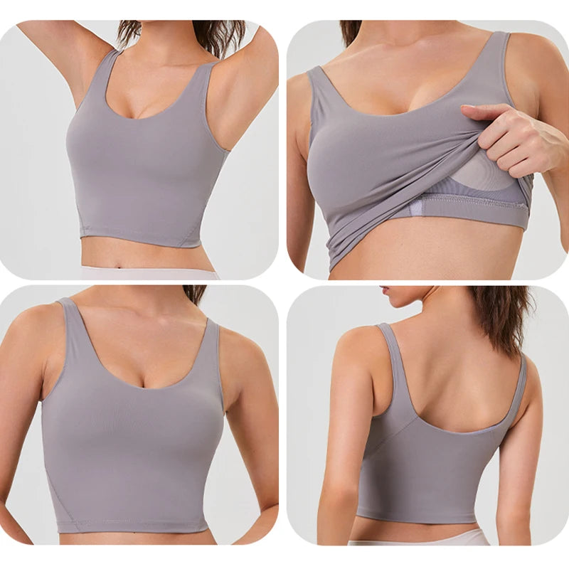 Women Yoga Vest Workout Pilates Activewear Tops Running Gym Pretty Workout Clothes Sports Bras Active Wear Female Camisole Bra