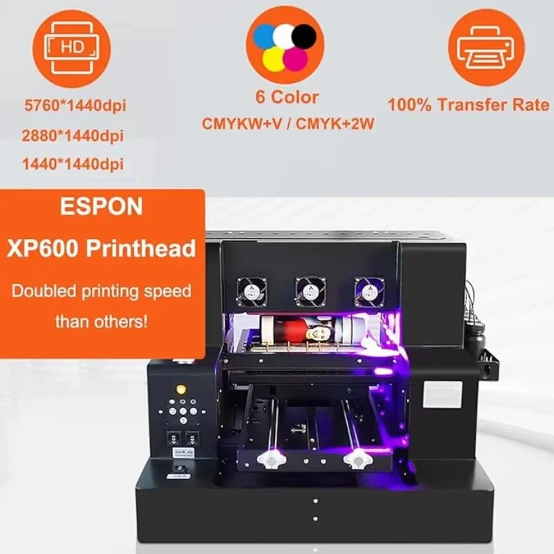 SIHAO UV Printer A3 A4 DTF UV Printer UV LED Inkjet Printer USB 5760 x 1440dpi with Rotation for Bottles/Paper/Phone Case/PVC