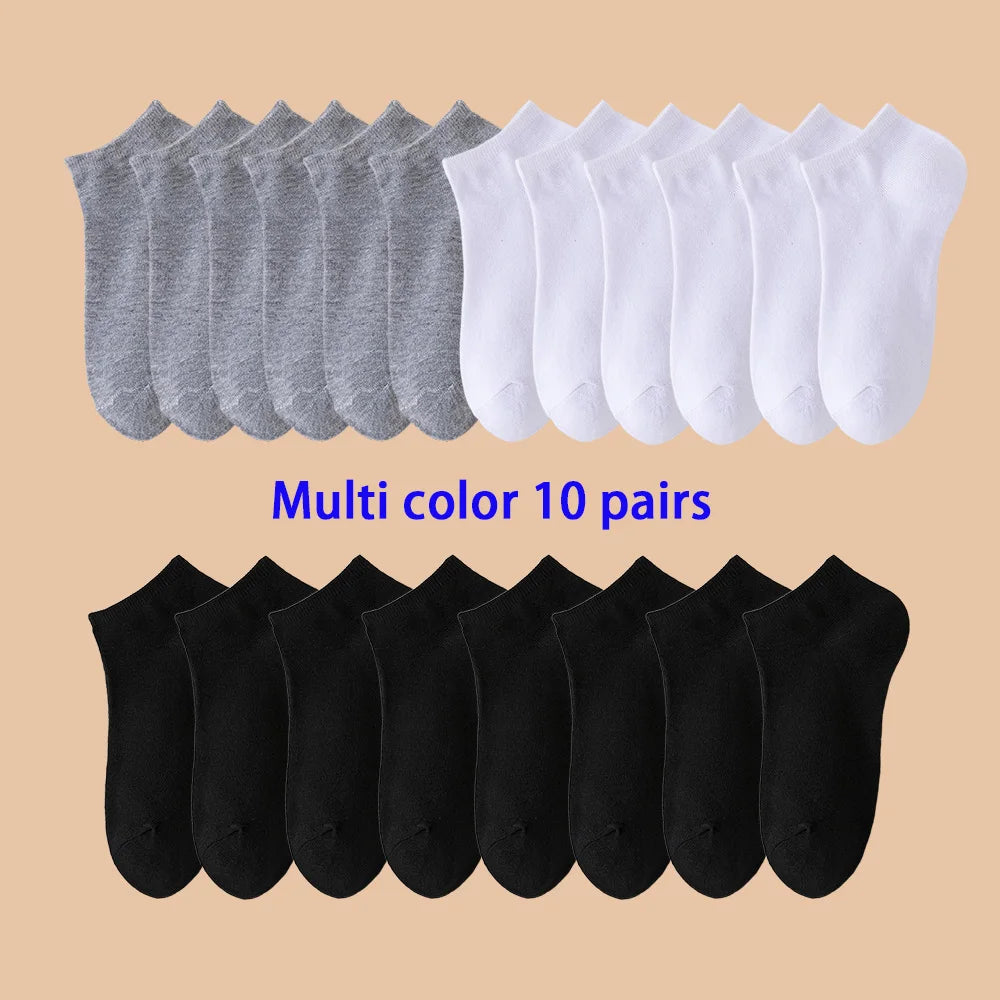 10/20 Pairs Unisex Casual Plain Color Boat Socks Thin Breathable Comfy Anti-odor Sweat-absorbing Low Cut Men Women Ankle Socks