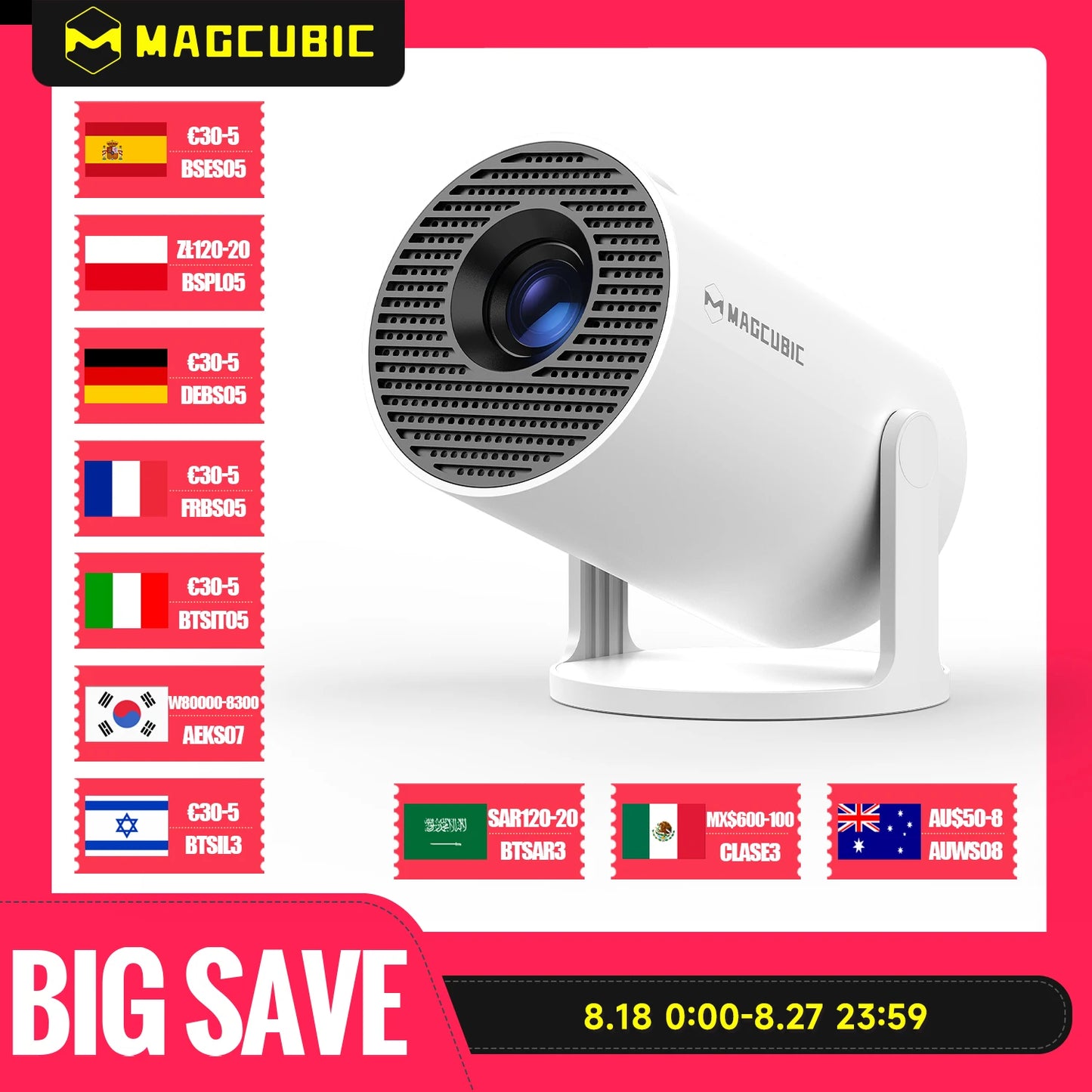 Magcubic Projector HY300 Pro 4K Android 11 Dual Wifi6 290ANSI Allwinner H713 BT5.0 1080P 1280*720P Home Cinema Outdoor Projetor