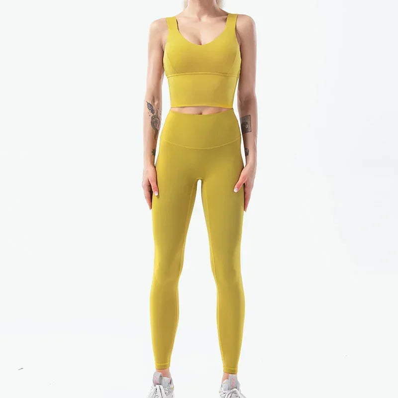 Naked-Feel Yoga Set Yoga Leggings Set Women Fitness Suit For Yoga Clothes High Waist Gym Sexy Sport Wear Outdoor Active Bras👚👚