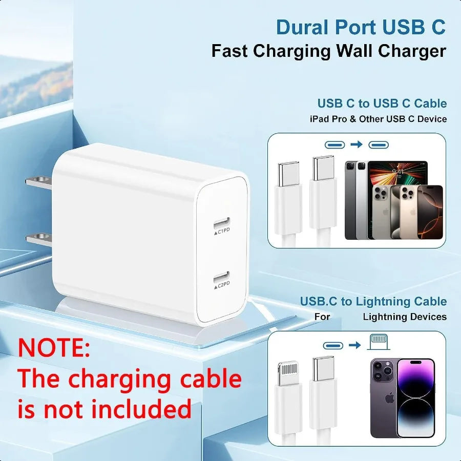 USB C Fast Charger BlockUSB C Charging Block 2Pack Type C 2in1 Dual Ports Plug Wall Charger Fast Type C Charger for iPhone 16 1
