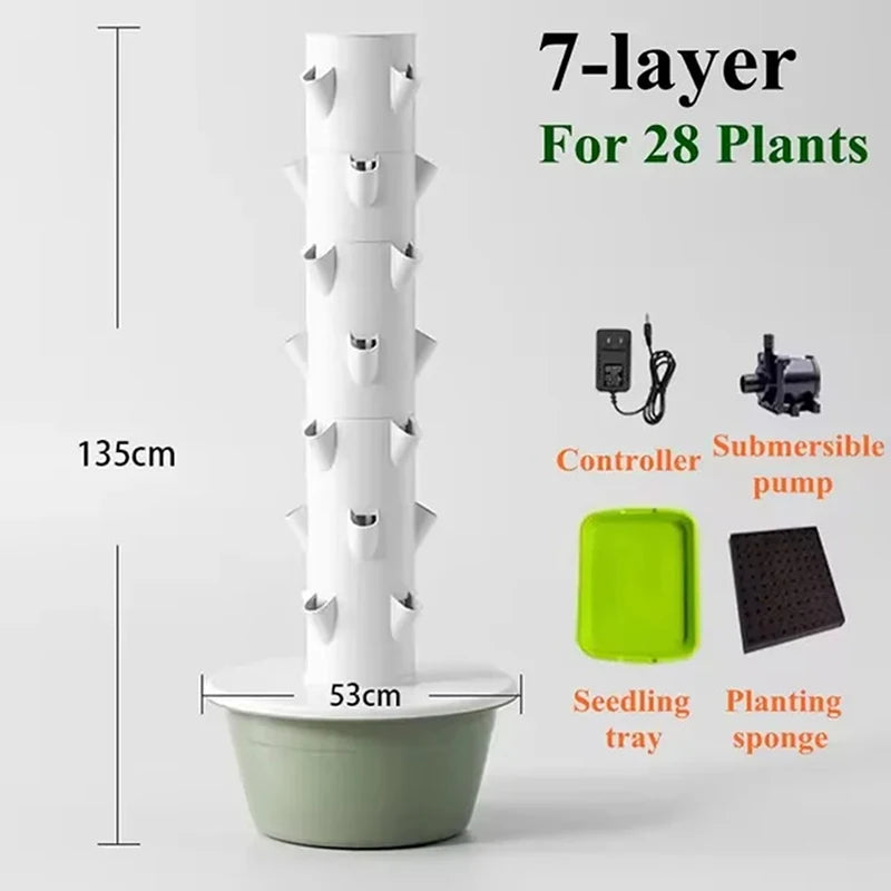 With Led Grow Light Space Tree Vertical Hydroponic Tower Intelligent Vegetable Planter Vegetable Column Soilless Cultivation Equ