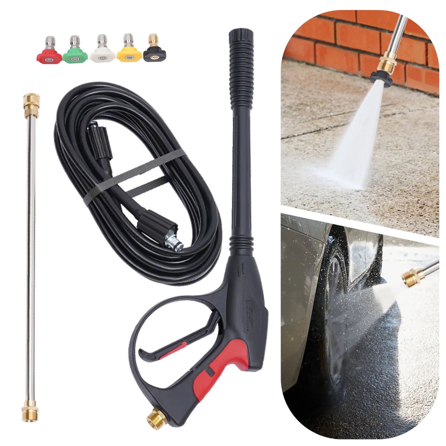 High-pressure Washer 3000 PSI Portable Pressure Washer with 5 Nozzles Cleaning tool for Cleaning Glass, Dirt, Moss