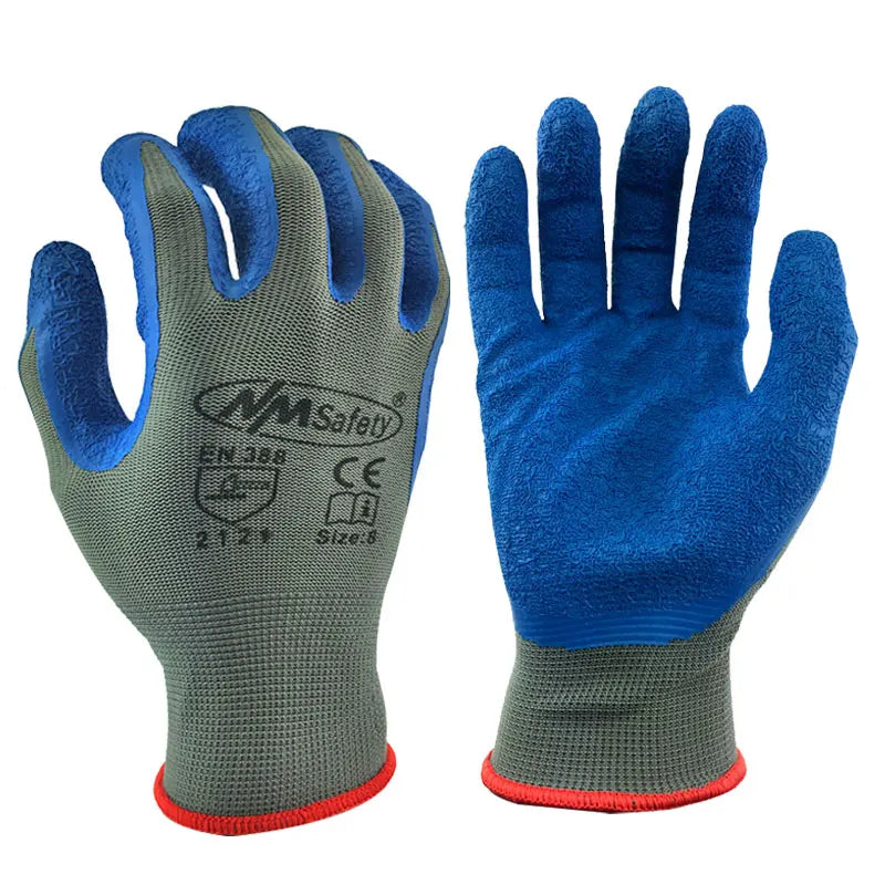 24Pieces/12Pairs Protective Safety Working Glove Knit Polyester Dipped Rubber Latex Palm Gardening Weeding Construction Gloves