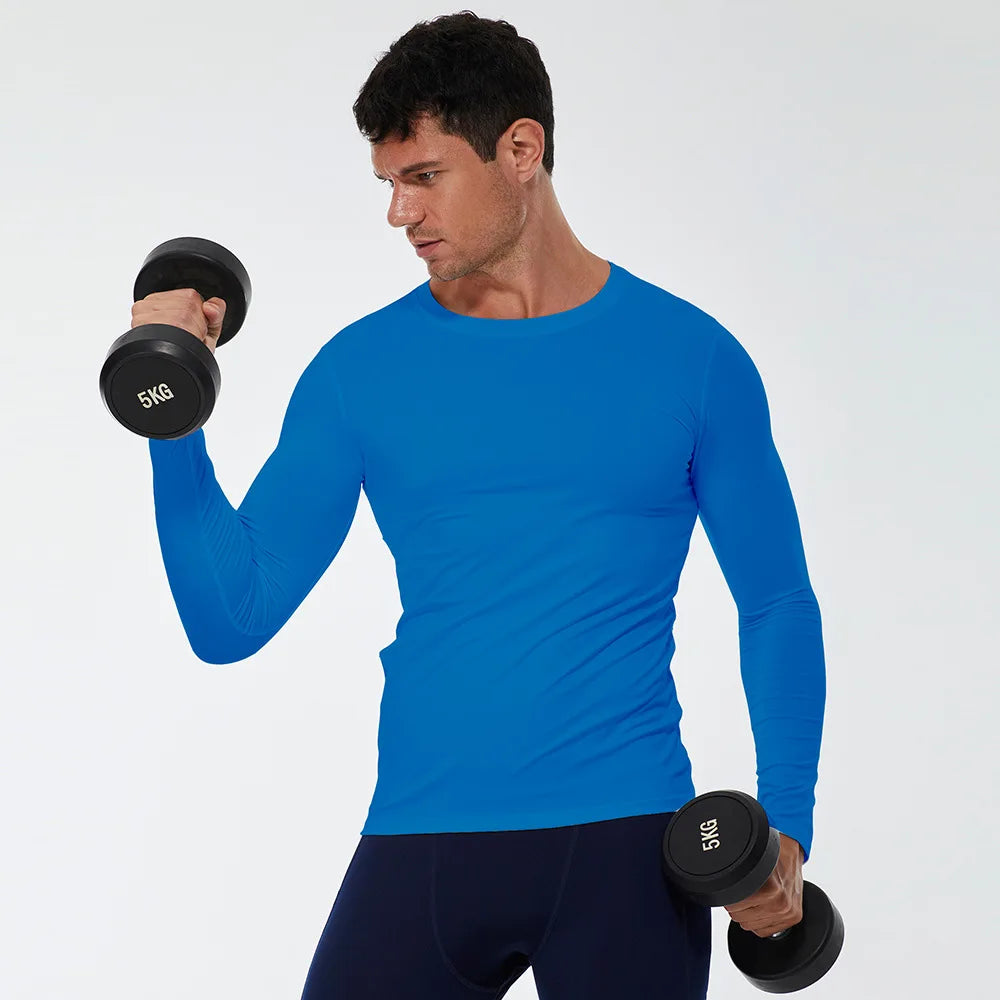Men Compression Running T-Shirt Fitness Tight Long Sleeve Sport T-shirt Training Jogging Shirts Gym Sportswear Quick Dry Clothes