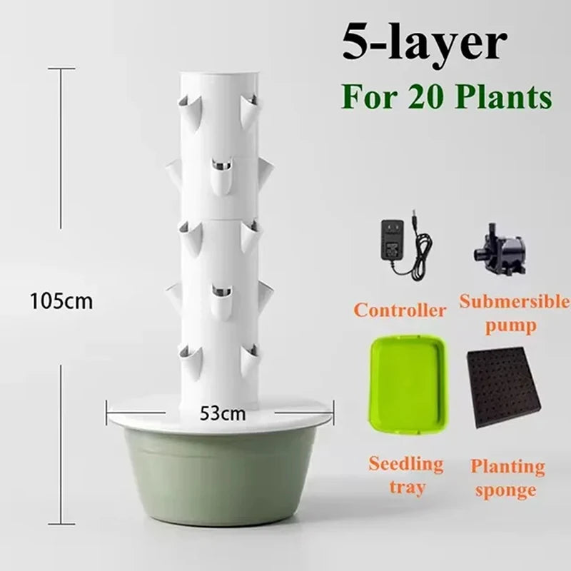 With Led Grow Light Space Tree Vertical Hydroponic Tower Intelligent Vegetable Planter Vegetable Column Soilless Cultivation Equ