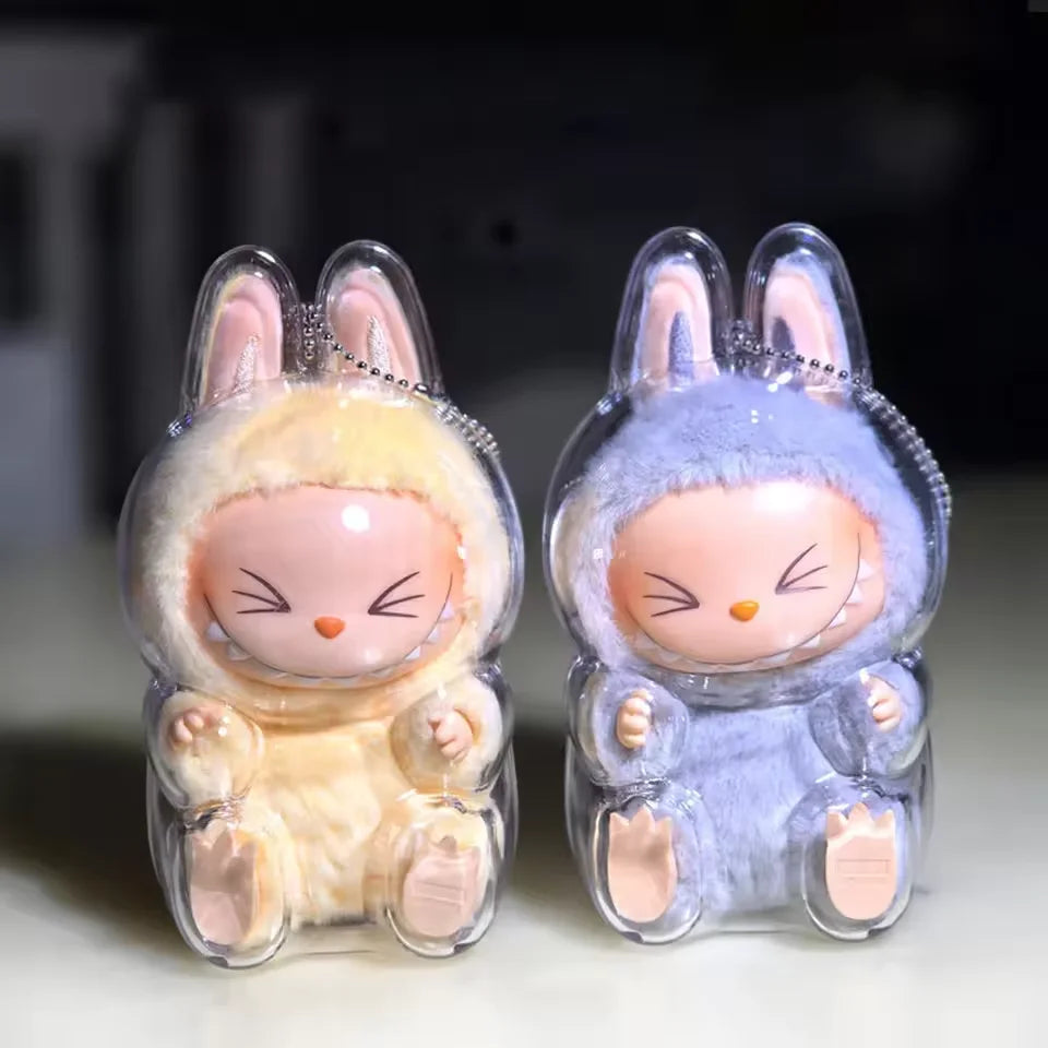 New For Labub V1 V2 Transparent Protective Cover Dustproof Hanging Plush Doll Bag Monster Toy Elf Doll Storage Box Display Cover