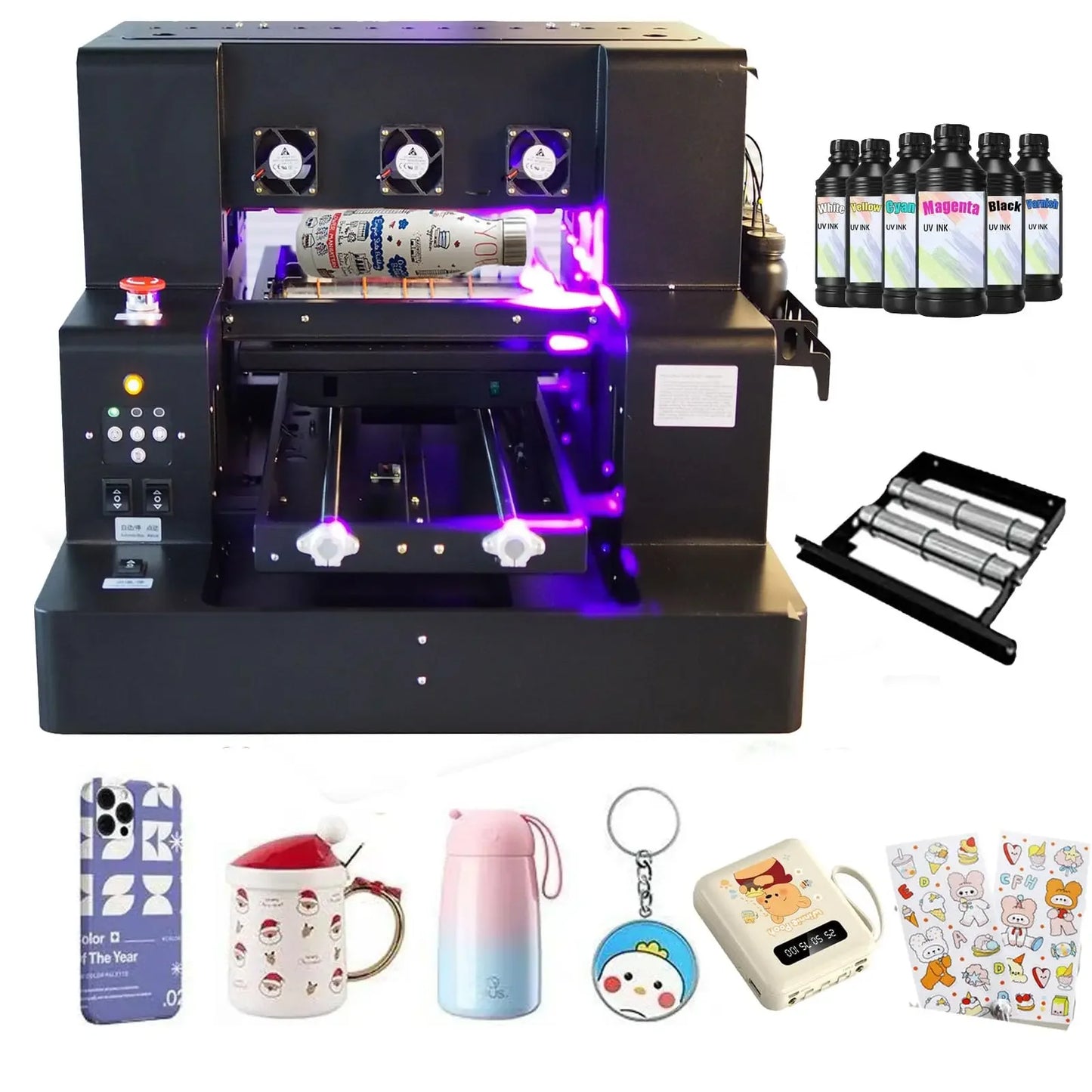 SIHAO UV Printer A3 A4 DTF UV Printer UV LED Inkjet Printer USB 5760 x 1440dpi with Rotation for Bottles/Paper/Phone Case/PVC