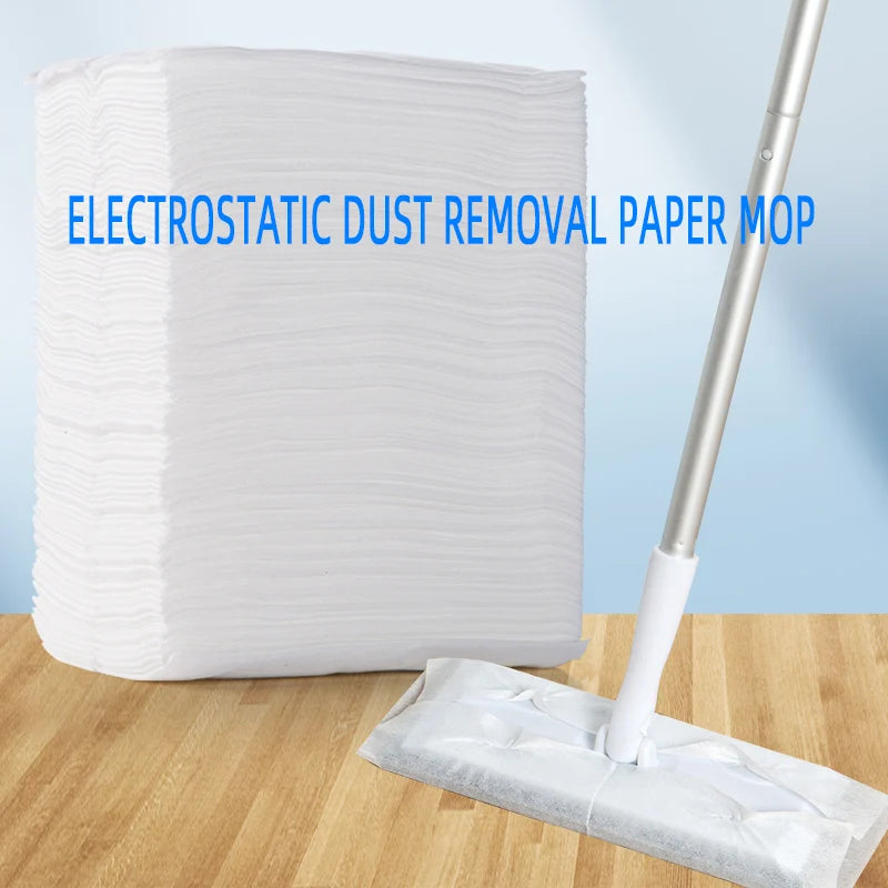 100PCS electrostatic precipitator paper disposable cloth mop replacement head for cleaning pet hair and dust
