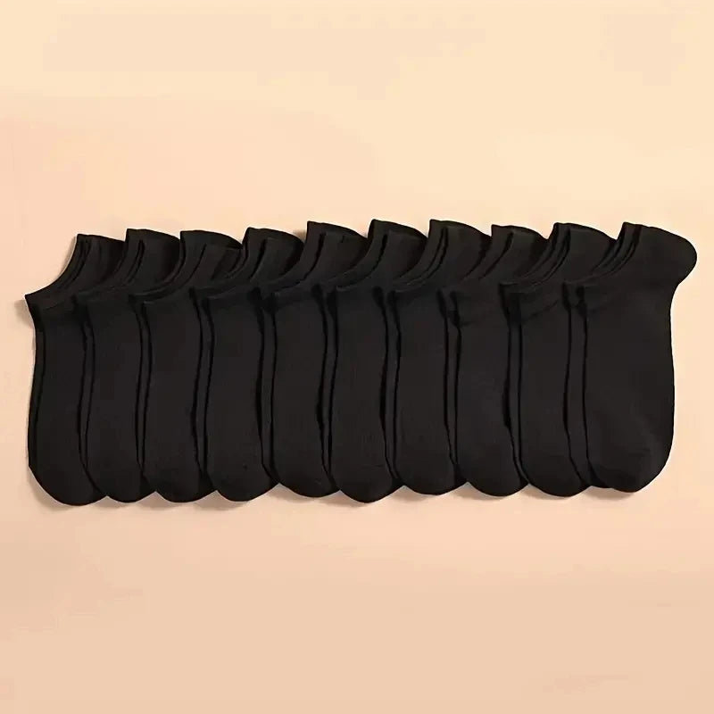 10 Pairs Unisex Solid Color Boat Socks Leisure Invisible Business Breathable Odorproof High-quality Men's Women's Ankle Socks