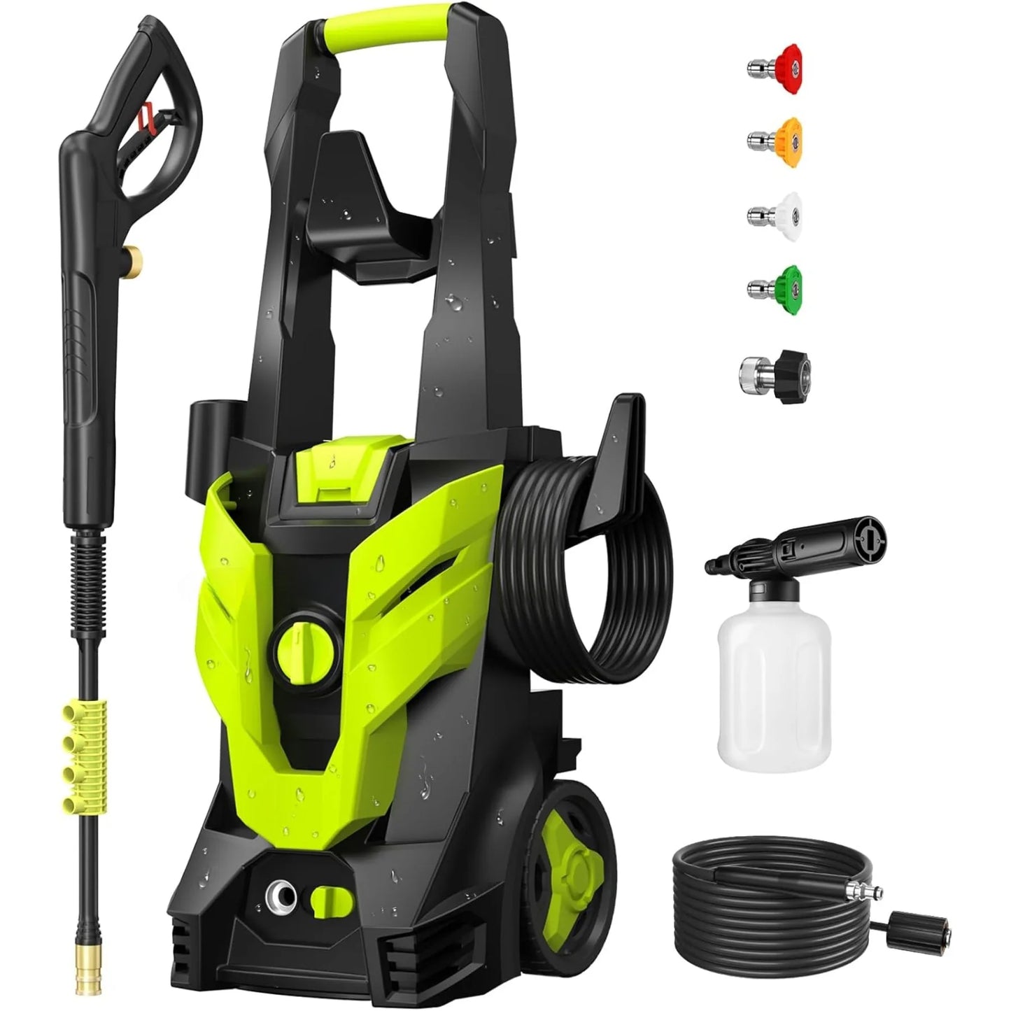 Electric Pressure Washer, 2.5 GPM Power Washer with 4 Quick Connect Nozzles, High Pressure Cleaning Machine with Foam Cannon