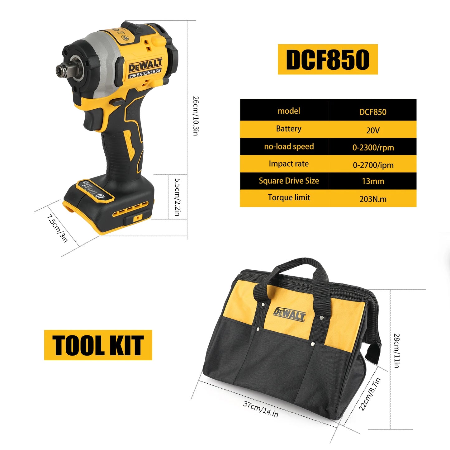 DEWALT electric screwdriverDcf850compatible withDEWALToriginal battery portable brushless impact screwdriver wrench bare machine
