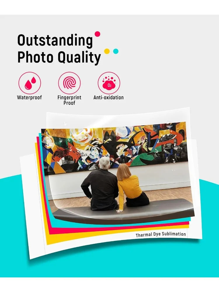 M100 4x6'' Photo Printer, Phone Printer 100 Sheets & 3 Cartridges, Full-Color Photo, Portable Instant Photo Printer for iP