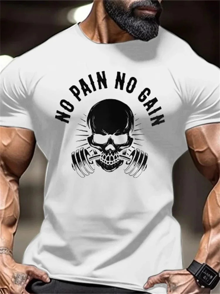 Men's Fitness T-Shirt Fierce Gym Sports Short-Sleeved Top Quick-Dry Round Neck T-Shirt Fitness Competition Training Clothes