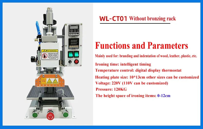 Small Automatic WL-CT01/02 DTF Printer Pneumatic Embossing Machine Hot Stamping Trademark Leather Paper Plastic Wood Indentation