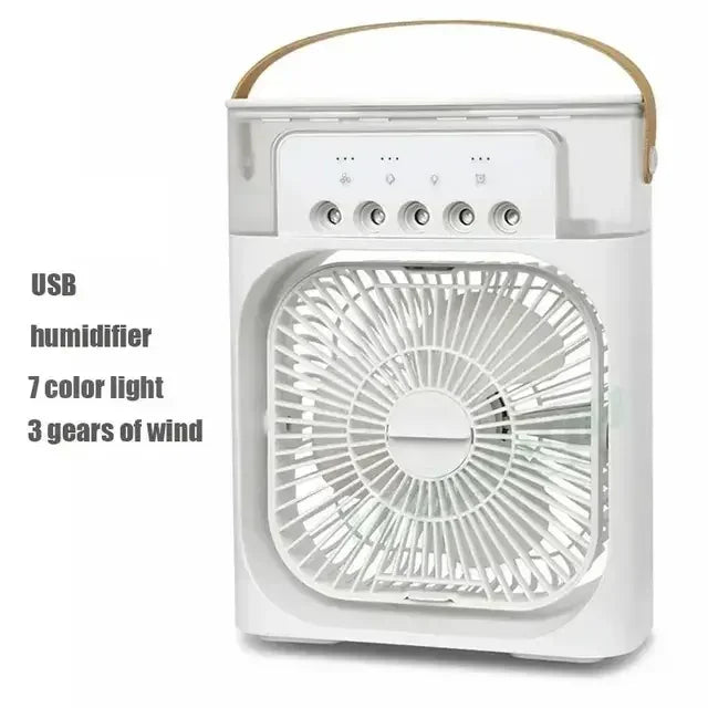 Summer Cooling Fan 3 In 1 Portable Desktop Humidifier USB Mini Air Conditioners Night Light Water Mist For Home, Office