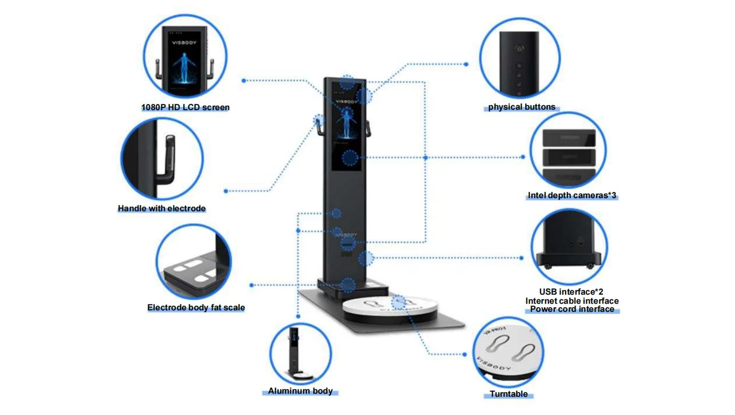Visbody scanner Luxury Full Body 3D Scanner Real 3D Body Assessment Machine Analysis Body Analyzer for Gym and Fitness Center
