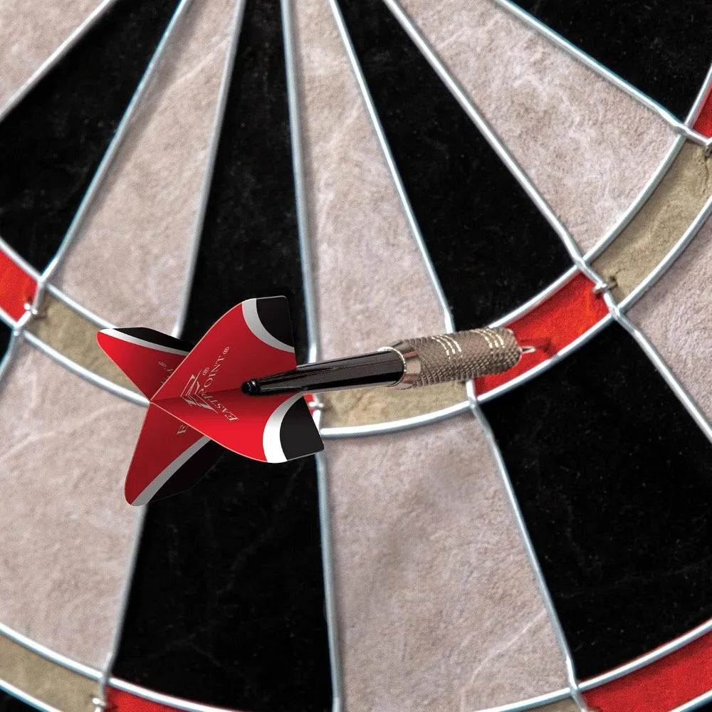 Tournament Bristle Dartboard and Easy Hang Cabinet with Electronic Scoreboard and 6 Steel Tip Darts