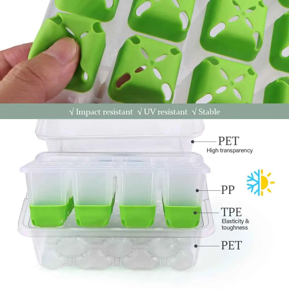 LED Grow Light Seedling Starter Tray Kit with Transparent Cover Indoor Garden Greenhouse Flower Plants Nursery Germination Box