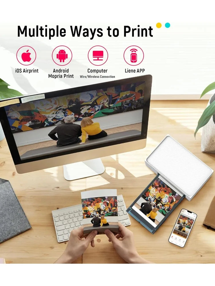 M100 4x6'' Photo Printer, Phone Printer 100 Sheets & 3 Cartridges, Full-Color Photo, Portable Instant Photo Printer for iP