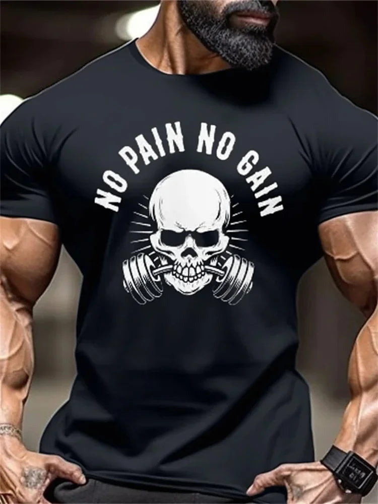 Men's Fitness T-Shirt Fierce Gym Sports Short-Sleeved Top Quick-Dry Round Neck T-Shirt Fitness Competition Training Clothes