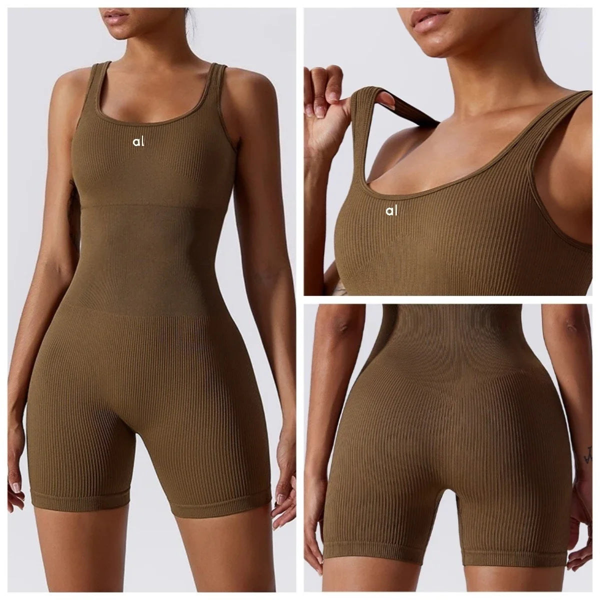Summer High Quality Al Sports Women Yoga Belly Sports Onesie Chest Pad Threaded Tights Yoga Clothes Fitness Training Shorts