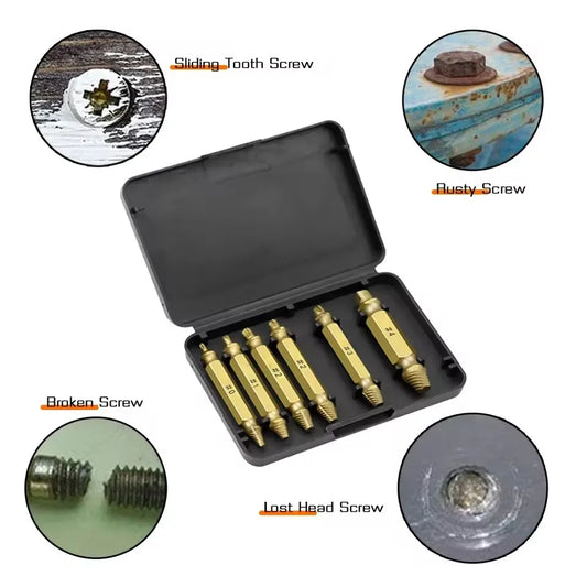 Damaged Screw Extractor Set HSS Drill Bit Stripped Broken Remover Small Easily Quickly Take Out Kit Easy Demolition Power Tools