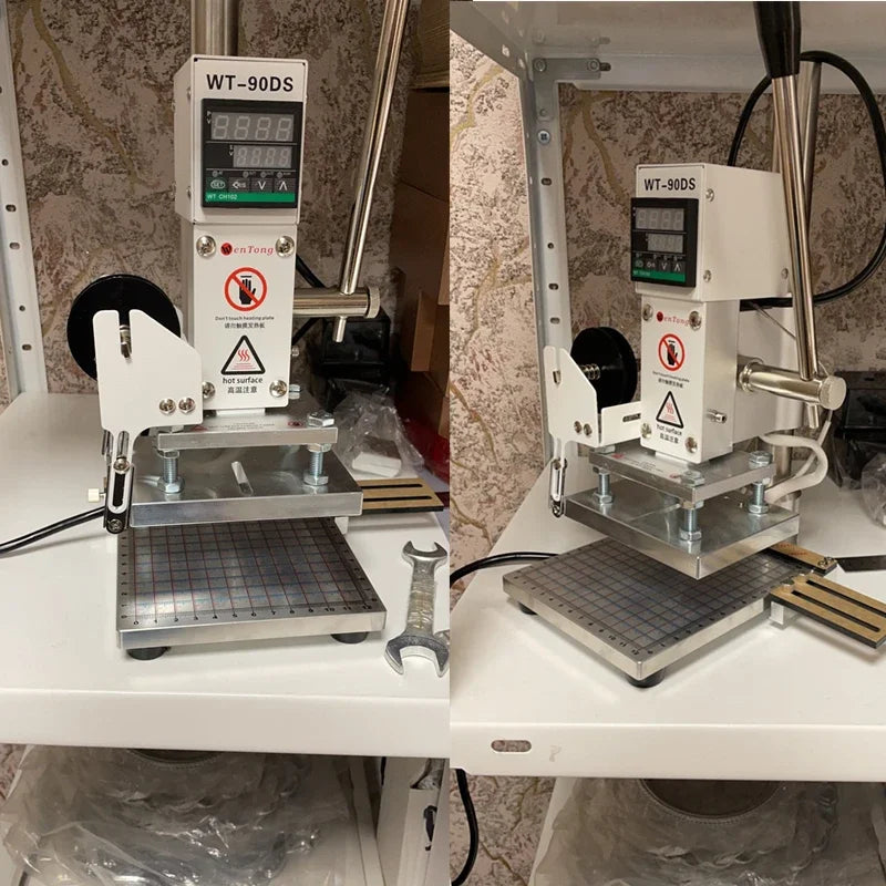 90 Hot Foil Stamping Bronzing Machine Manual Embossing Pressing Printer with Positioning Slider Holder for PVC Leather Papers