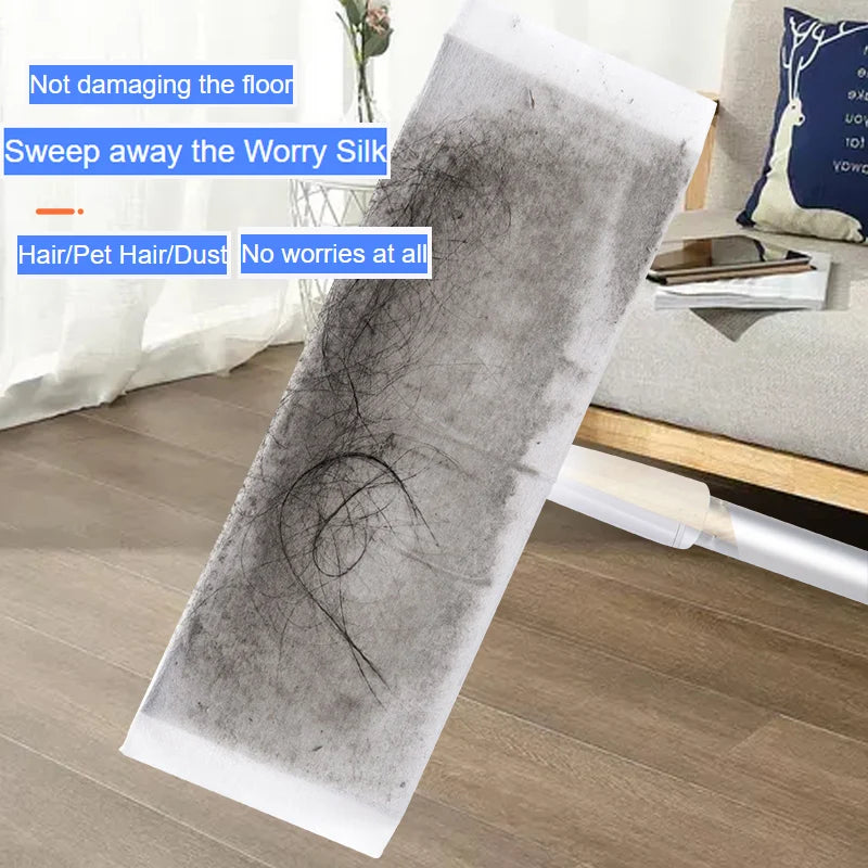 100PCS electrostatic precipitator paper disposable cloth mop replacement head for cleaning pet hair and dust