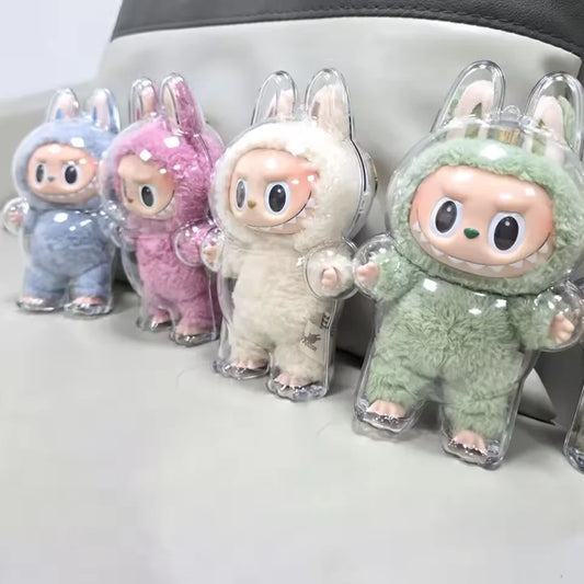 New For Labub V1 V2 Transparent Protective Cover Dustproof Hanging Plush Doll Bag Monster Toy Elf Doll Storage Box Display Cover
