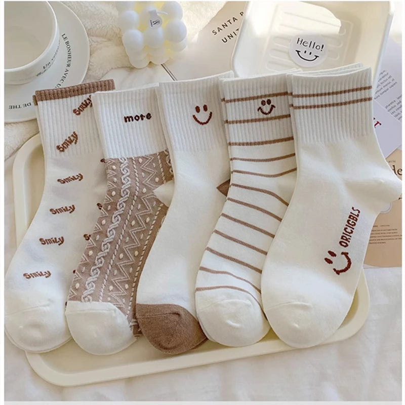 10 Pairs Women Low Tube Socks Set Cute Bear Pattern Fashion Breathable For Female Casual Style Comfortable Socks