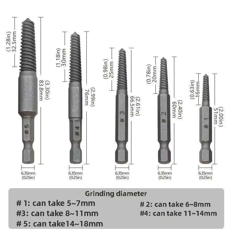 5-10pcs Hexagonal Shank Broken Head Screw Extractor Screw Broken Head Screwdriver for Taking out Electric Drill Tool Set
