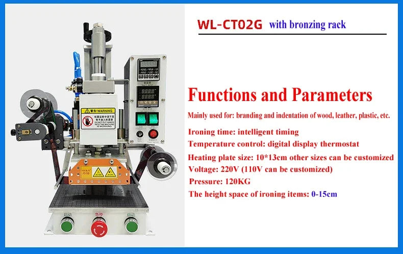 Small Automatic WL-CT01/02 DTF Printer Pneumatic Embossing Machine Hot Stamping Trademark Leather Paper Plastic Wood Indentation