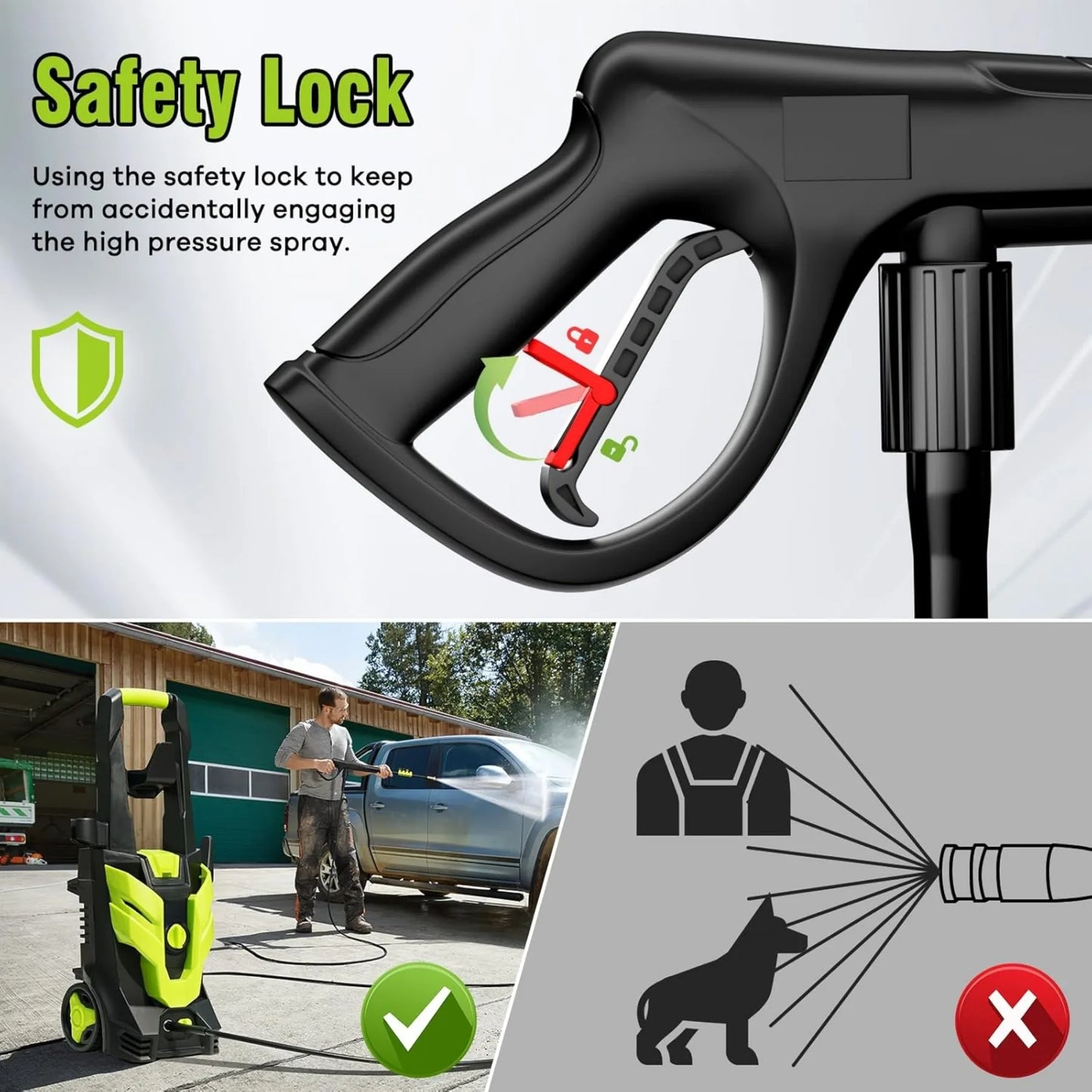 Electric Pressure Washer, 2.5 GPM Power Washer with 4 Quick Connect Nozzles, High Pressure Cleaning Machine with Foam Cannon