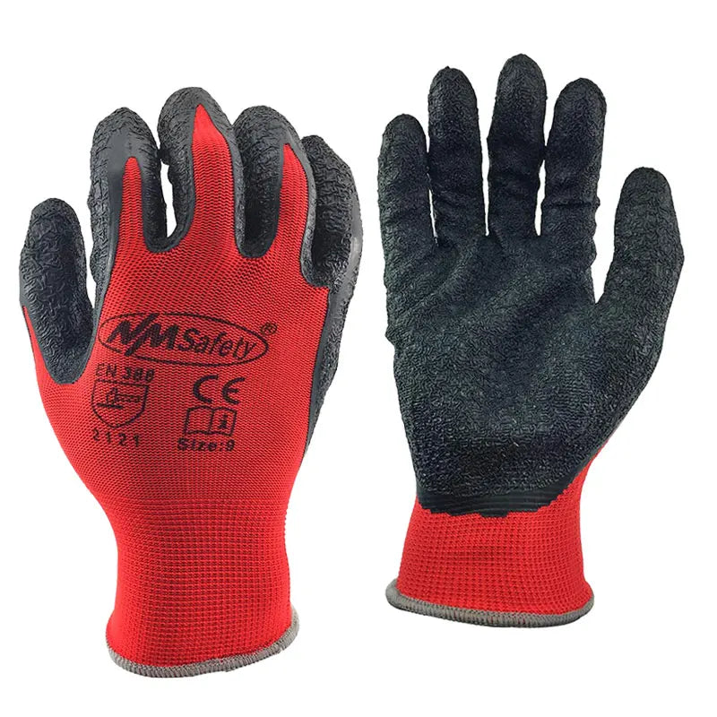 24Pieces/12Pairs Protective Safety Working Glove Knit Polyester Dipped Rubber Latex Palm Gardening Weeding Construction Gloves