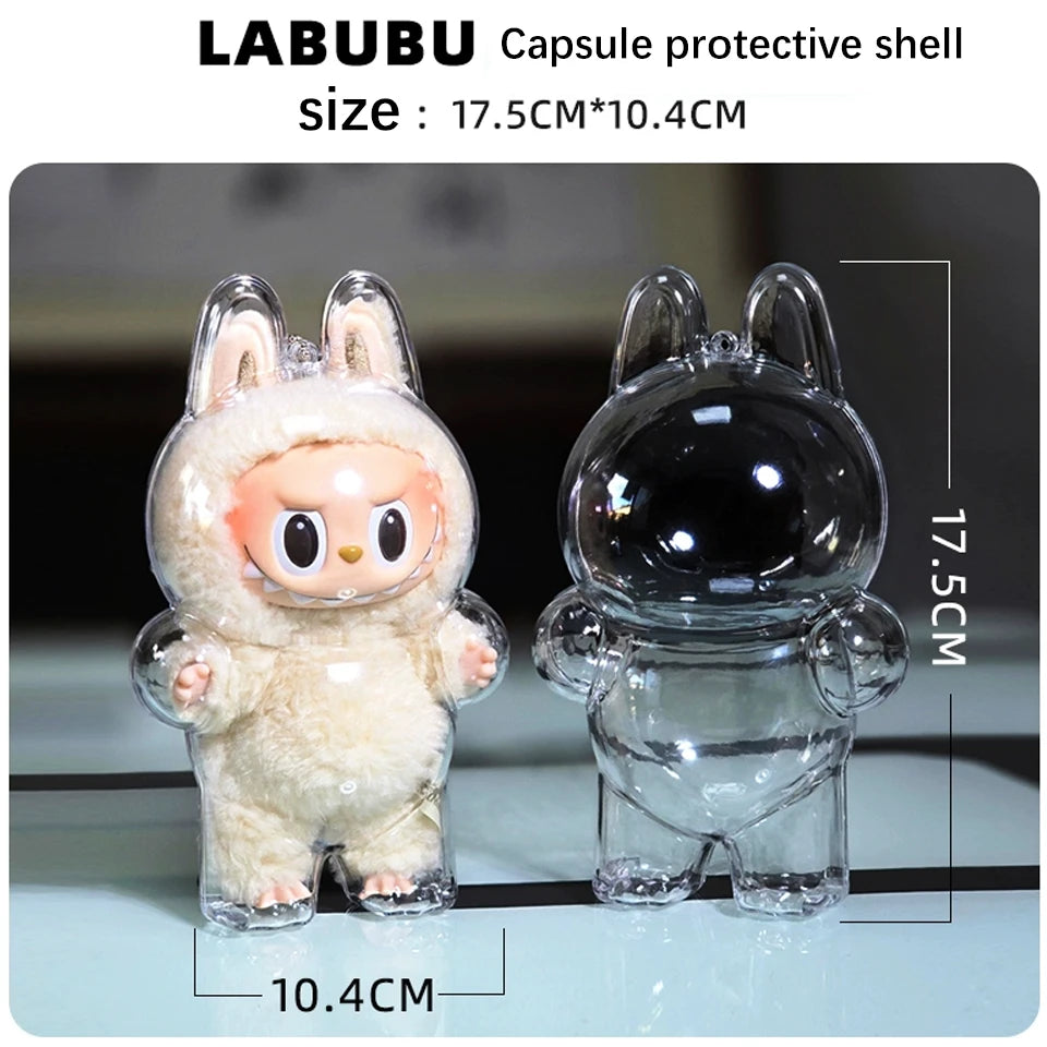 New For Labub V1 V2 Transparent Protective Cover Dustproof Hanging Plush Doll Bag Monster Toy Elf Doll Storage Box Display Cover