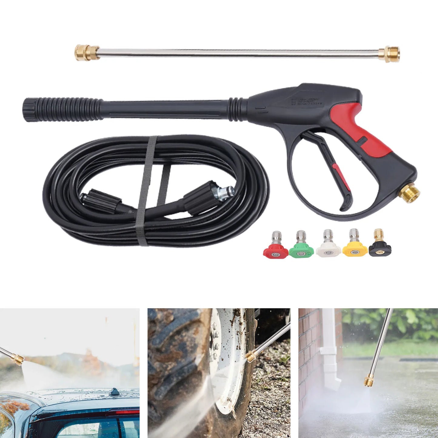 High-pressure Washer 3000 PSI Portable Pressure Washer with 5 Nozzles Cleaning tool for Cleaning Glass, Dirt, Moss