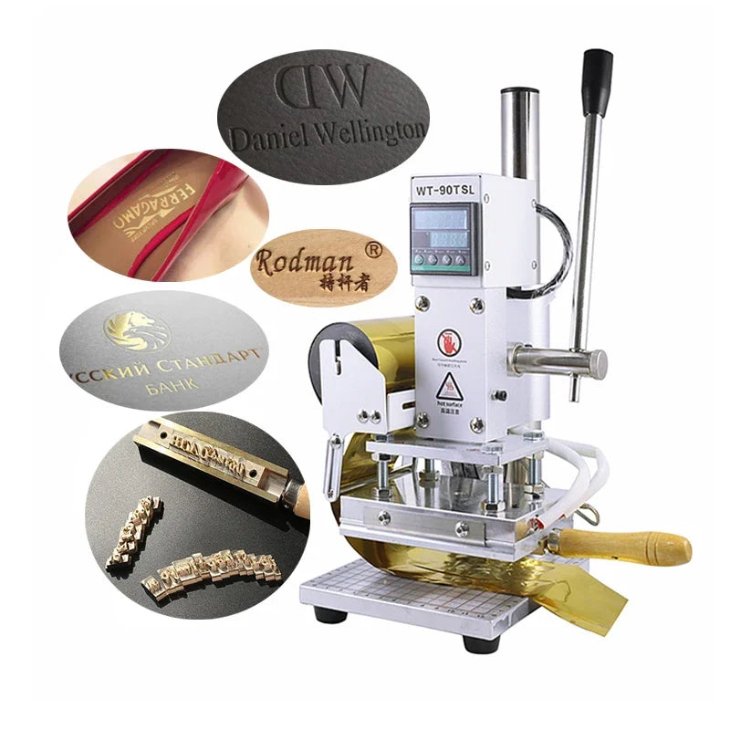 90 Hot Foil Stamping Bronzing Machine Manual Embossing Pressing Printer with Positioning Slider Holder for PVC Leather Papers