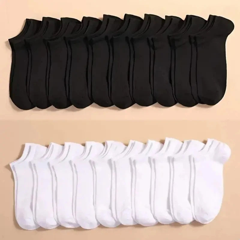 10 Pairs Unisex Solid Color Boat Socks Leisure Invisible Business Breathable Odorproof High-quality Men's Women's Ankle Socks