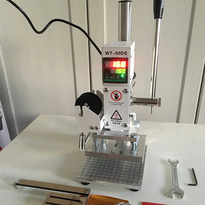 90 Hot Foil Stamping Bronzing Machine Manual Embossing Pressing Printer with Positioning Slider Holder for PVC Leather Papers