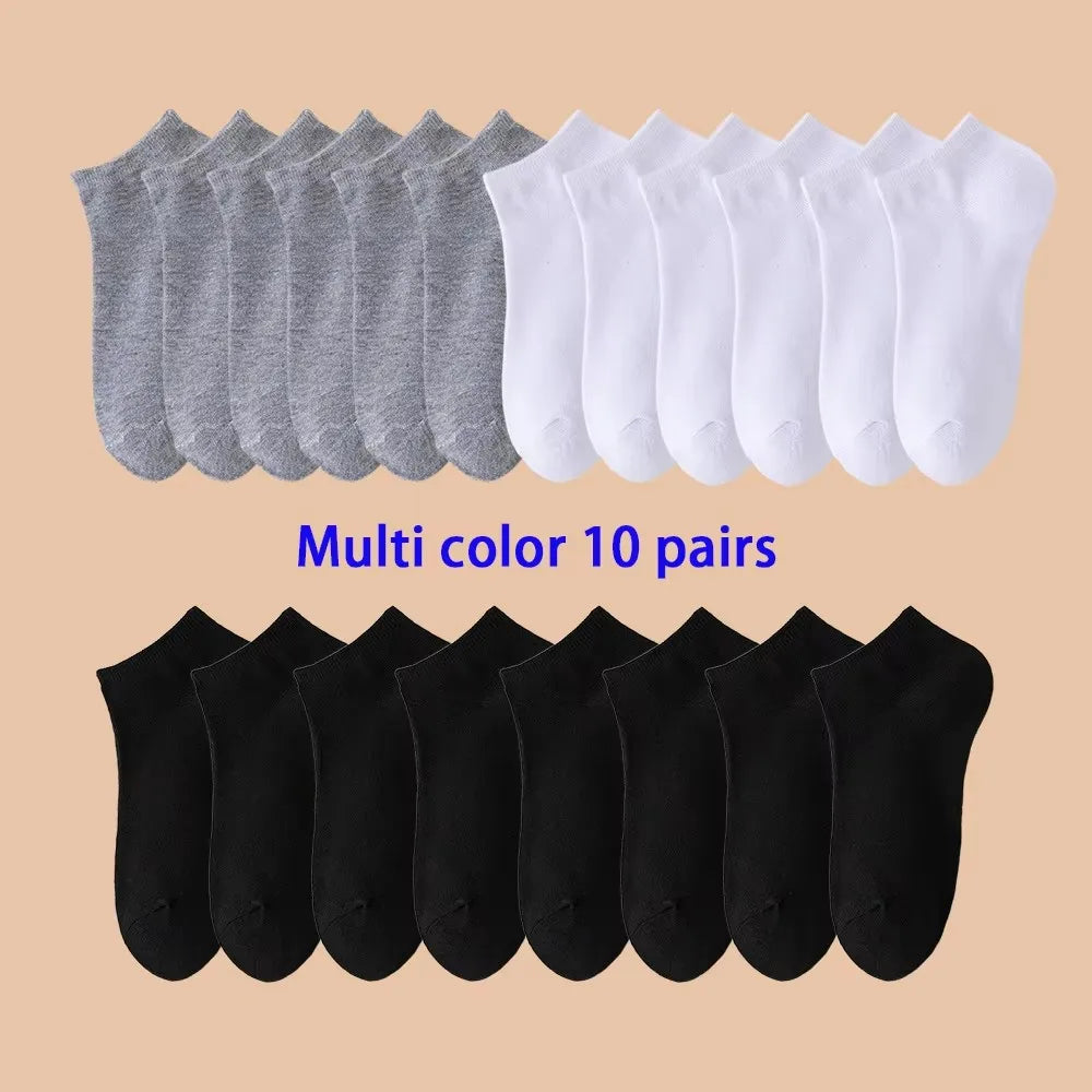 10/20 Pairs Unisex Casual Plain Color Boat Socks Thin Breathable Comfy Anti-odor Sweat-absorbing Low Cut Men Women Ankle Socks